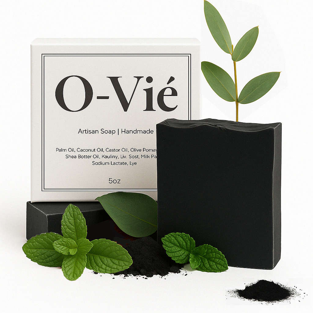 O-Vié Charcoal Mint 5oz Natural Soap – Detox, Handmade & Refreshing 2-pack