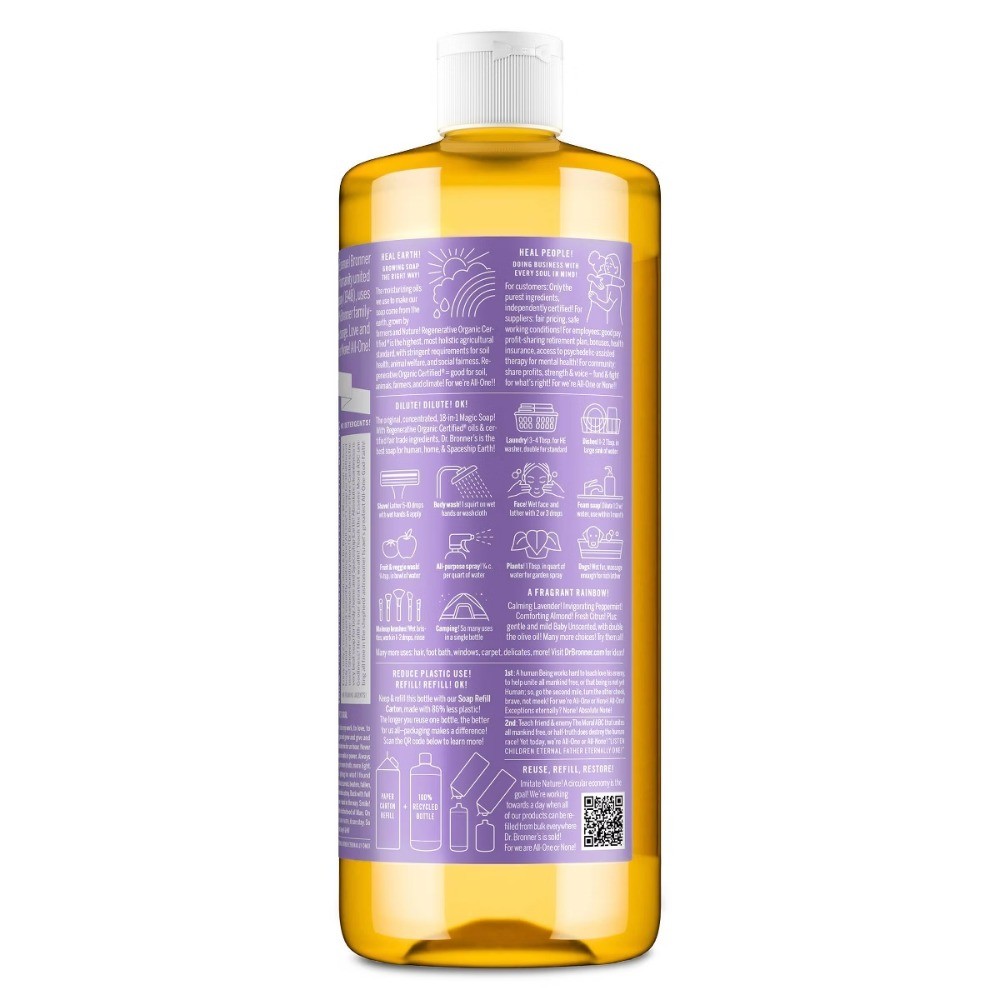 Magic Pure Castile Liquid Soap Bodywash – Lavender – 32 fl oz: Vegan, Non-Toxic