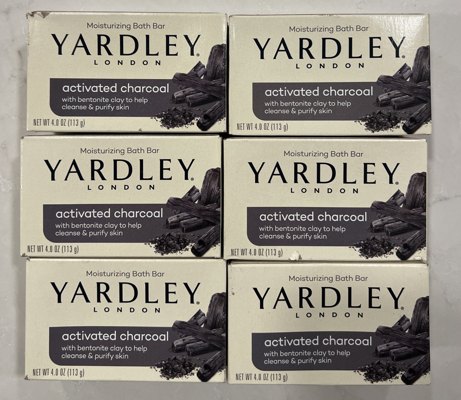 Yardley London Moisturizing Bath Bar Activated Charcoal 4 oz, Pack of 6