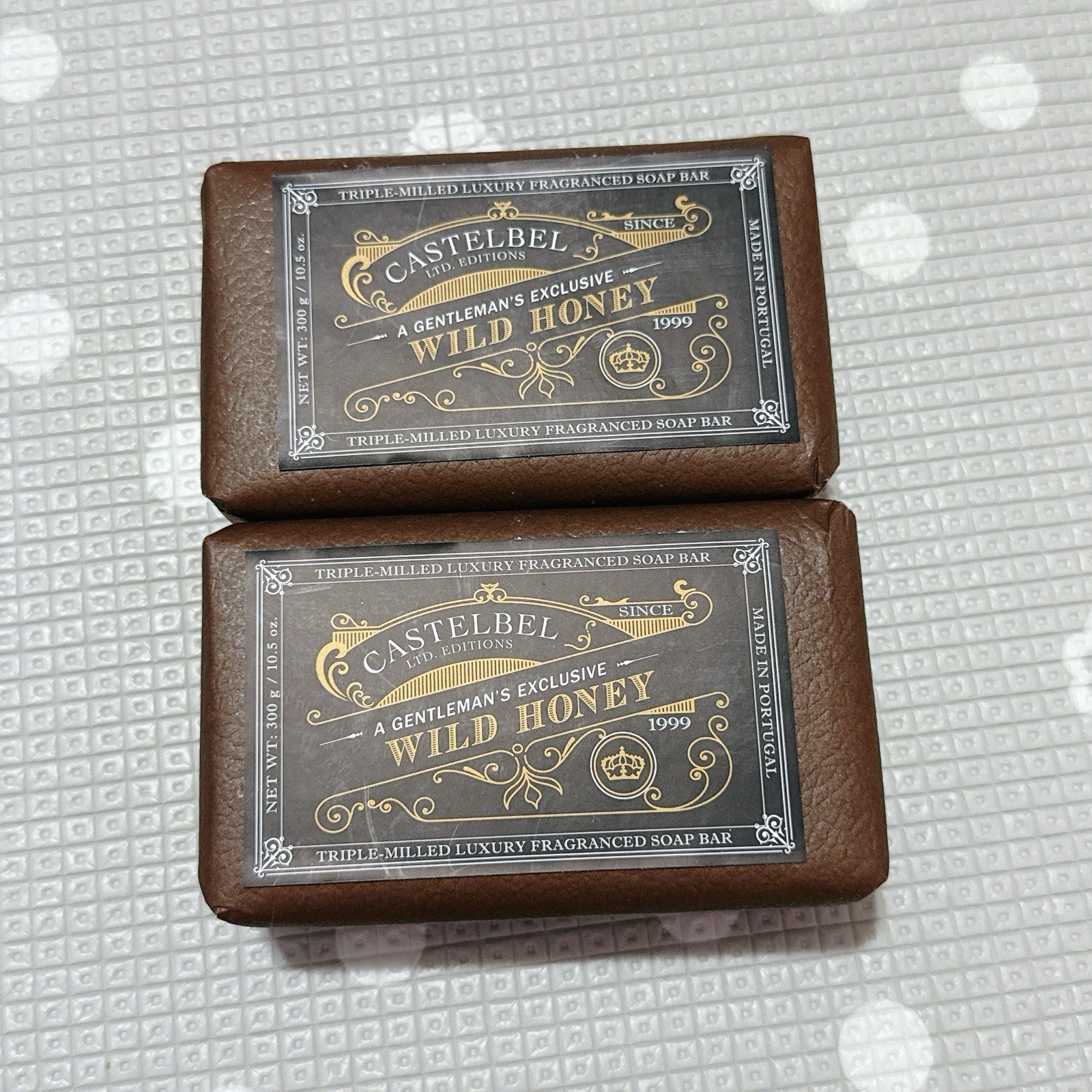 2pcs Castelbel Mens Grooming WILD HONEY Scented Triple Milled Bar Soap 10.5oz