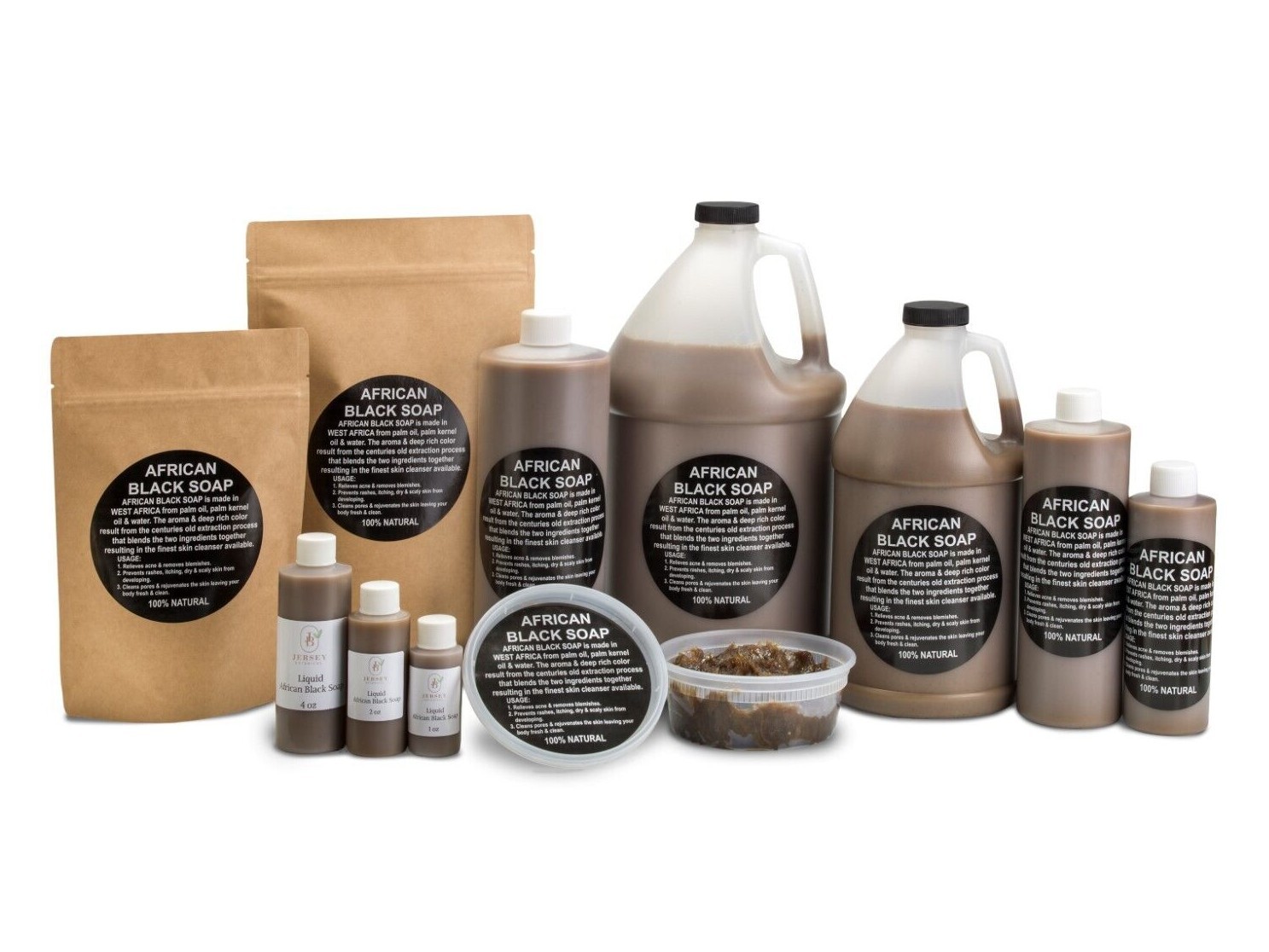 Liquid African Black Soap Half Gallon 100% Pure Natural Raw Organic Face Body