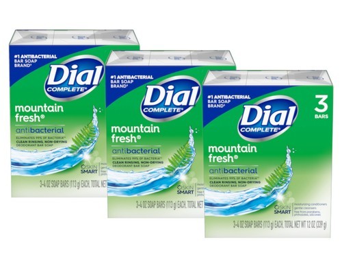 Dial Completee Mountain Fresh Antibacterial Soap 4oz. Bars, 3 Count – Pack of 3