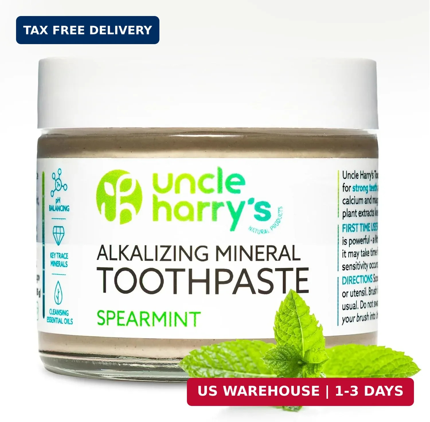 Uncle Harry’s Spearmint Remineralizing Toothpaste | Natural Whitening Tooth Past