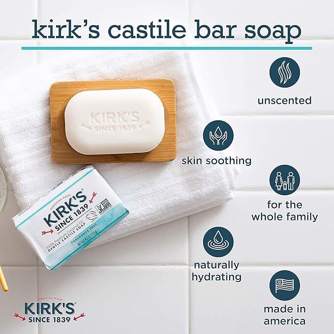 Kirk’s Original Coco Castile Soap Fragrance Free 4 oz pack of 24