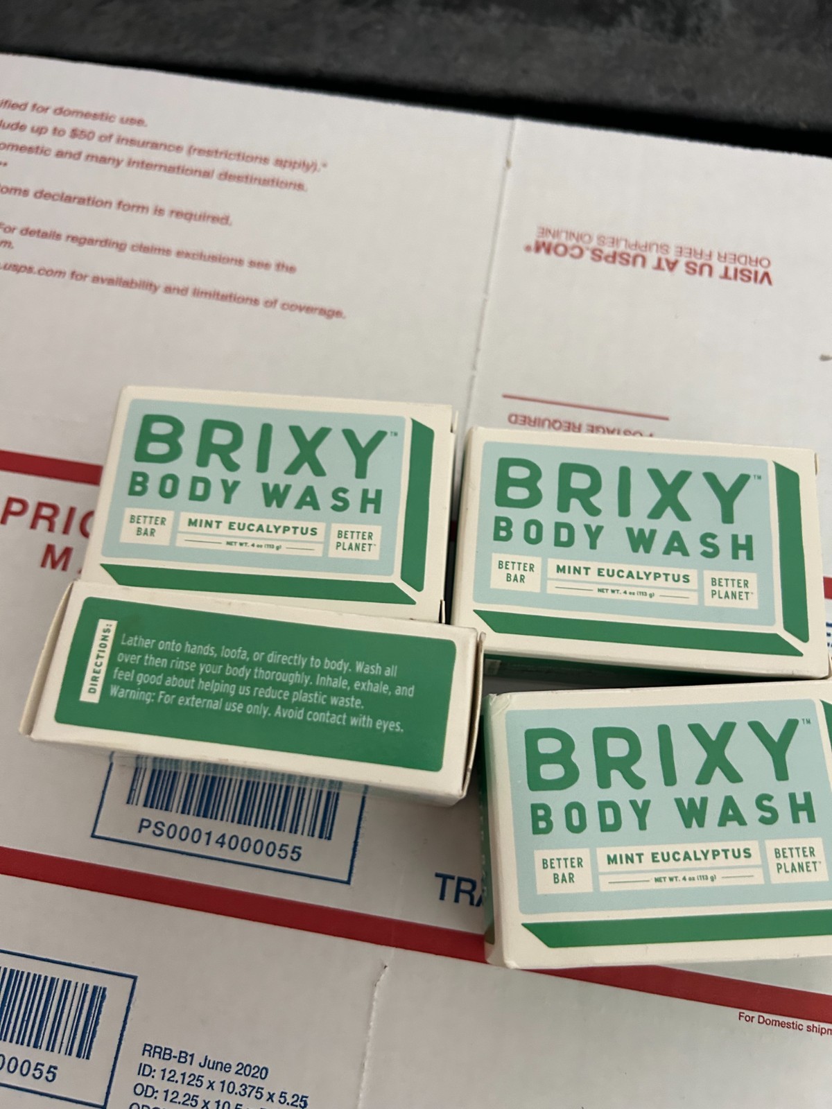 5-PACK LOT Brixy MINT EUCALYPTUS Body Wash Bar 4oz Eco Friendly Soap