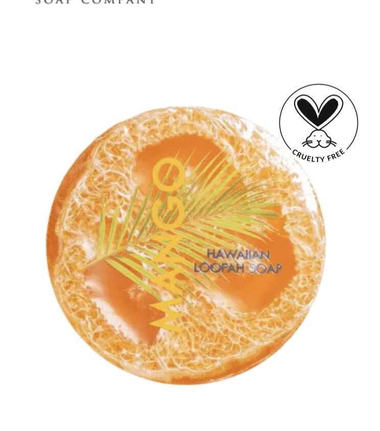 Hawaiian Loofah Soap Mango Made By The Maui Soap Co With Sea Salt & Kukui.