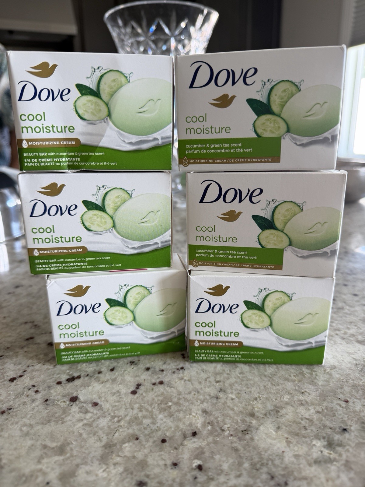 6 Dove Cool Moisture Cucumber & Green Tea Moisturizer Cream Bar Soap 3.75oz Ea