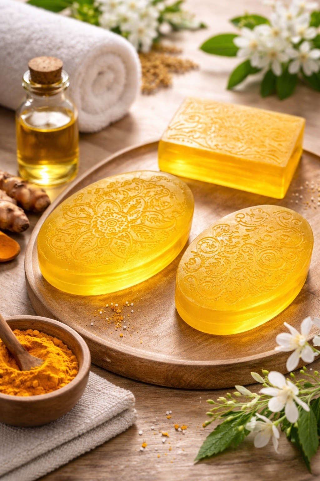3 Jabones Artesanales de Cúrcuma – Set Natural Hecho a Mano – Cuidado de la Piel