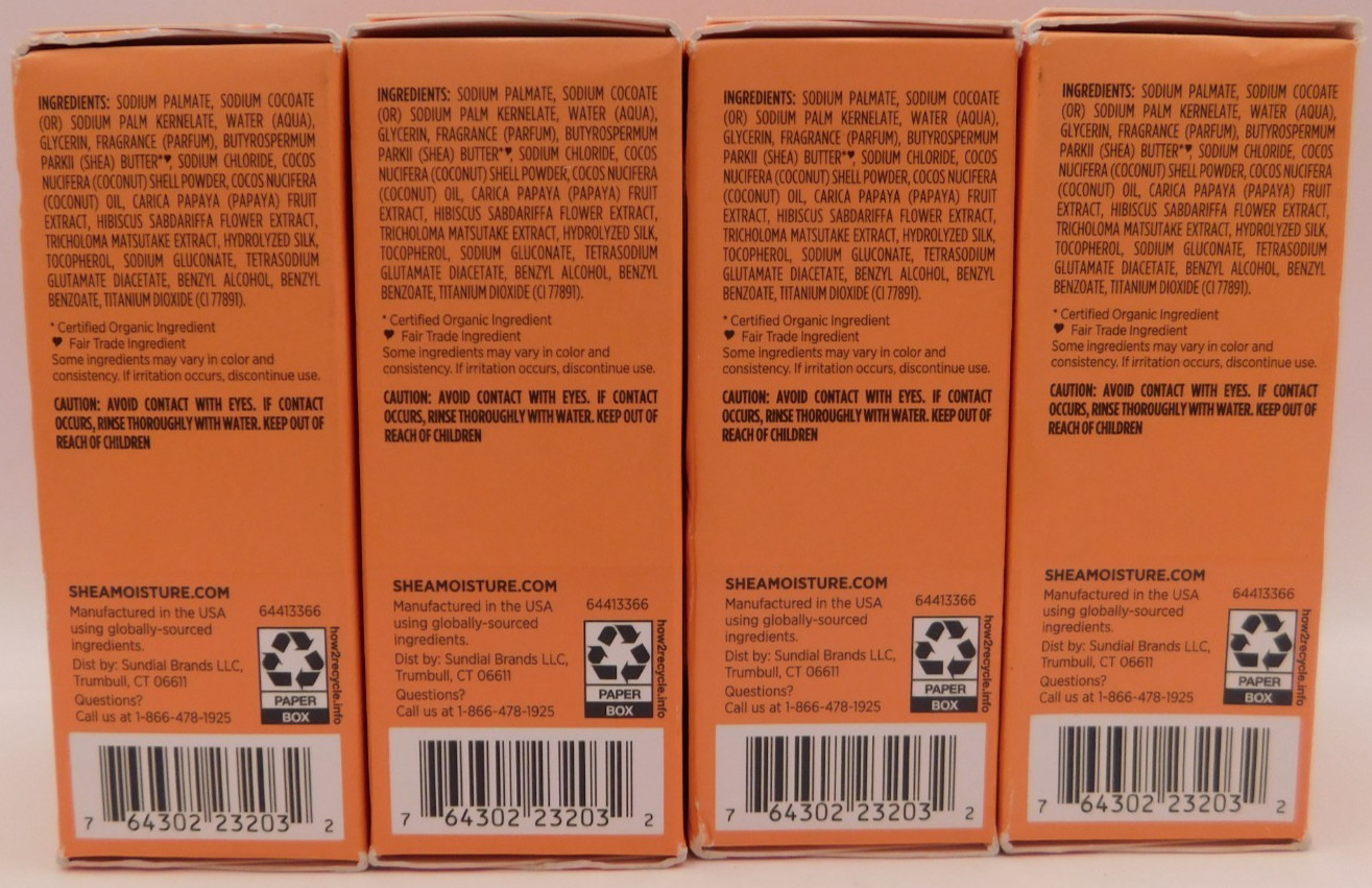 4PK Shea Moisture Coconut & Hibiscus Glowing Radiance Bar Soap 8oz EACH New