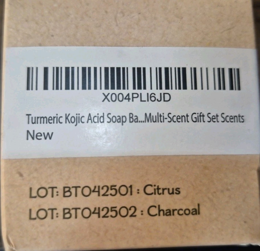 Turmeric Kojic Acid 2 Soap Bars Citrus & Charcoal Dark Spots Acne Face Body New