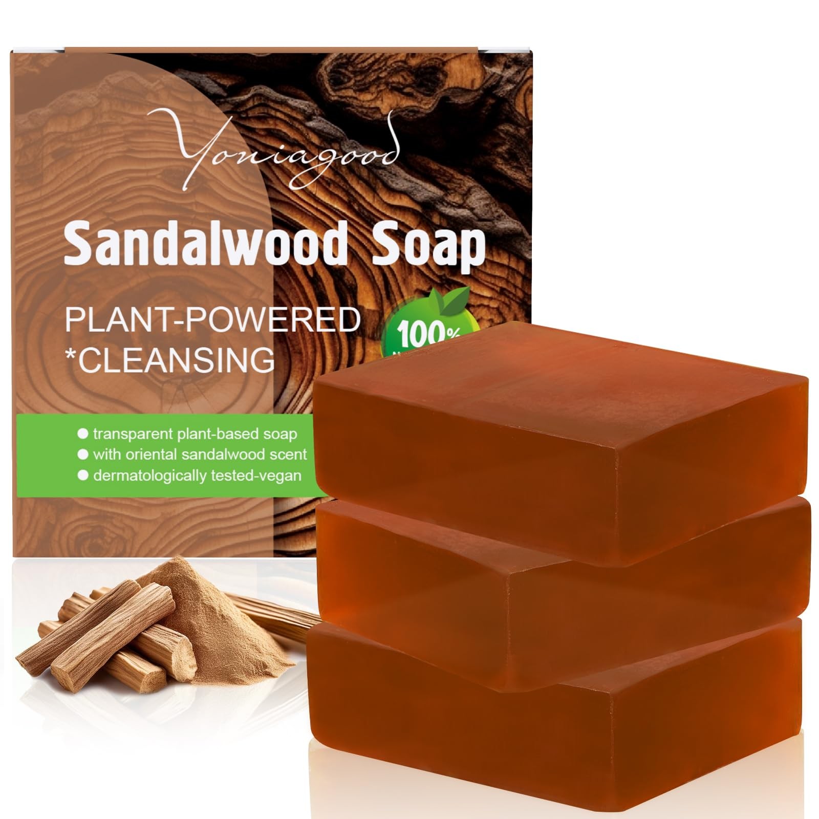3 PCS Sandalwood Soap, Natural Exfoliating 4in1 Hair, 3.53 Ounce (Pack of 3)