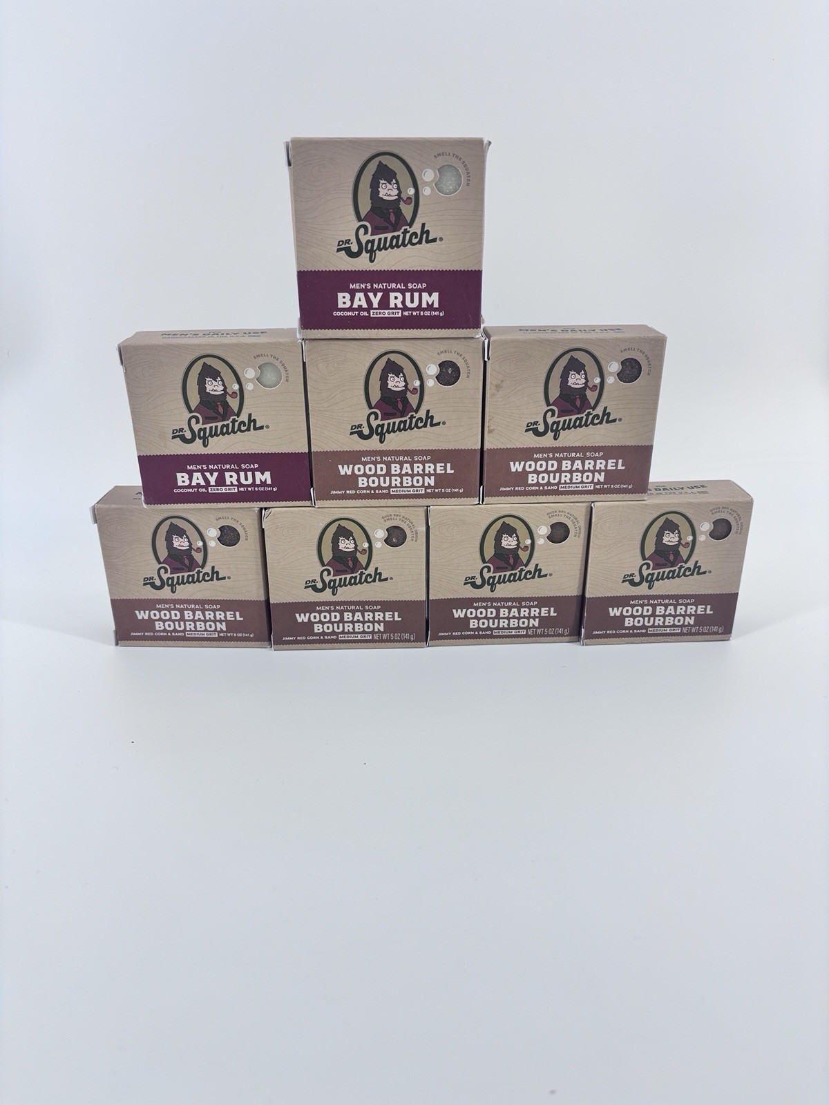 Dr. Squatch Men’s Natural Soap A Lot Of 8 – 6 Wood Barrel Bourbon- 2 Bay Rum-New