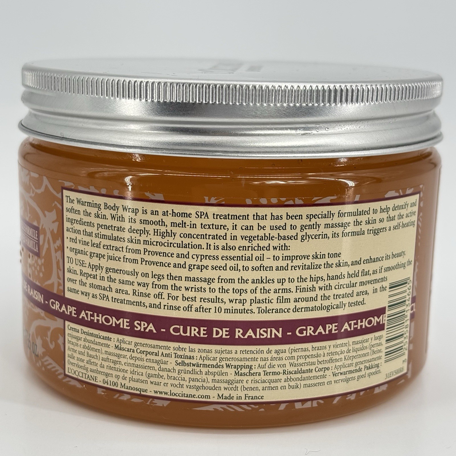 L’Occitane Grape At Home Spa Red Vine Leaf Warming Body Wrap 17.6 oz NEW