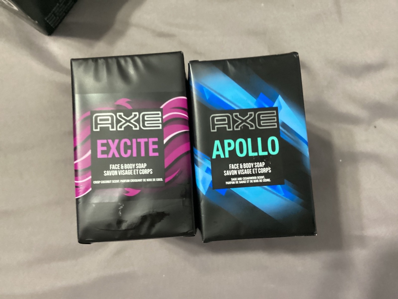 (2) AXE Face And Body Soap Bars (Apollo, Excite) (4 Bars Per Box)