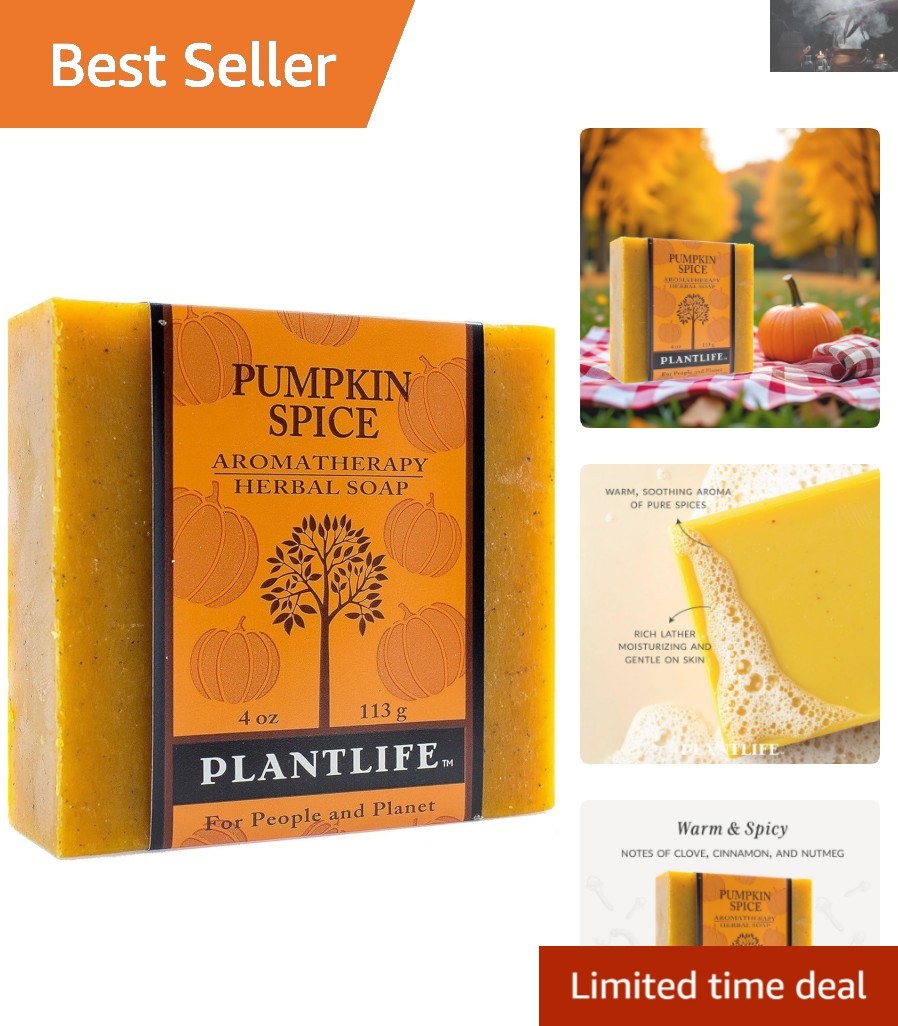 Organic Pumpkin Spice Soap Bar – Soothing Aromatherapy for All Skin Types 4oz