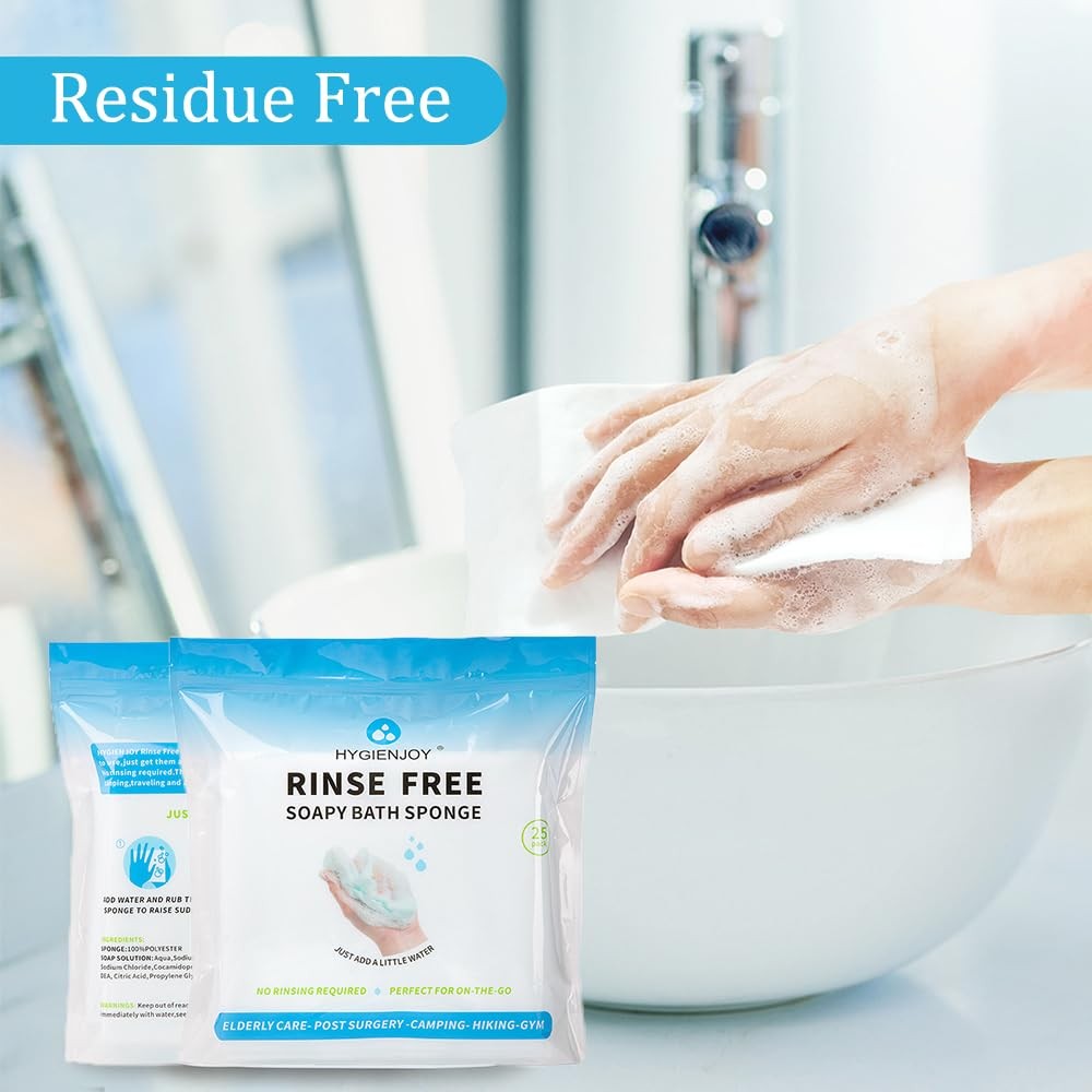 -21% Larger,No Rinse Bathing Wipes for Adults-Rinse Free Bath Sponges,Soap In…