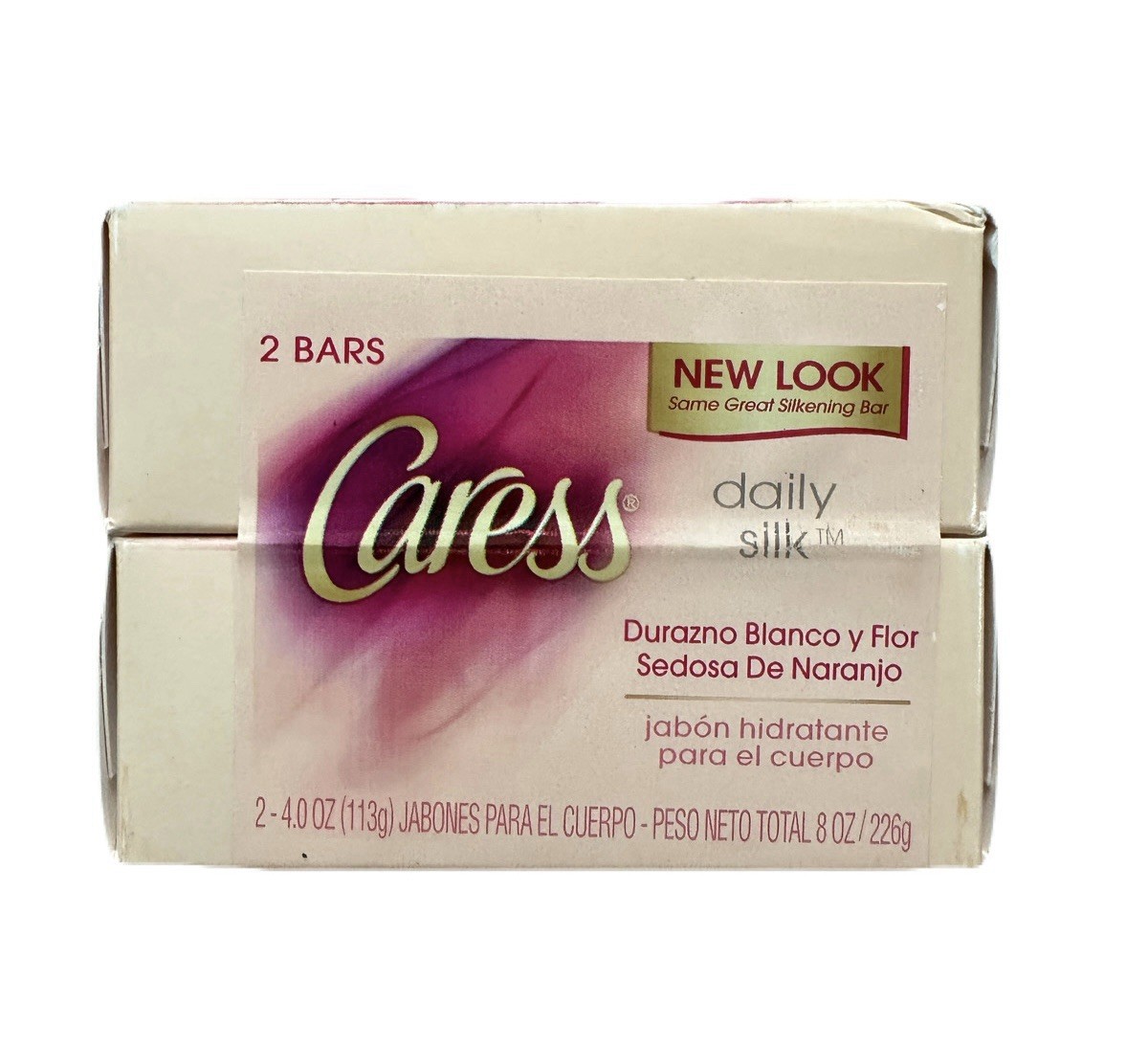 Caress Beauty Bar Soap Daily Silk with White Peach & Orange Blossom 4 Oz 2 Pack