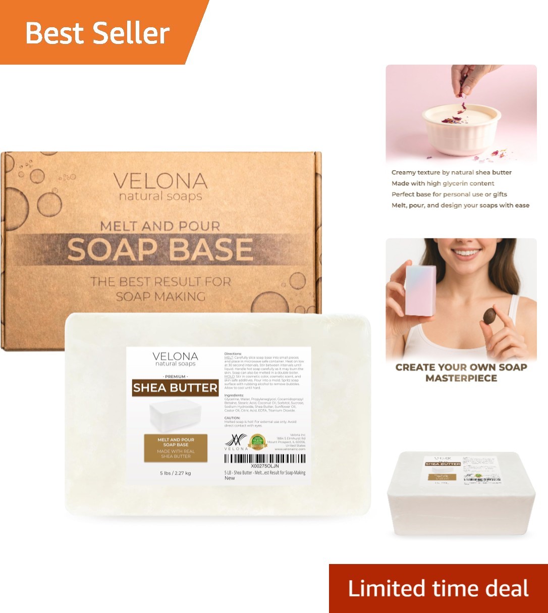 Customizable 5 lb Butter Soap Base – SLS/SLES Free, Ideal for Handmade Gifts