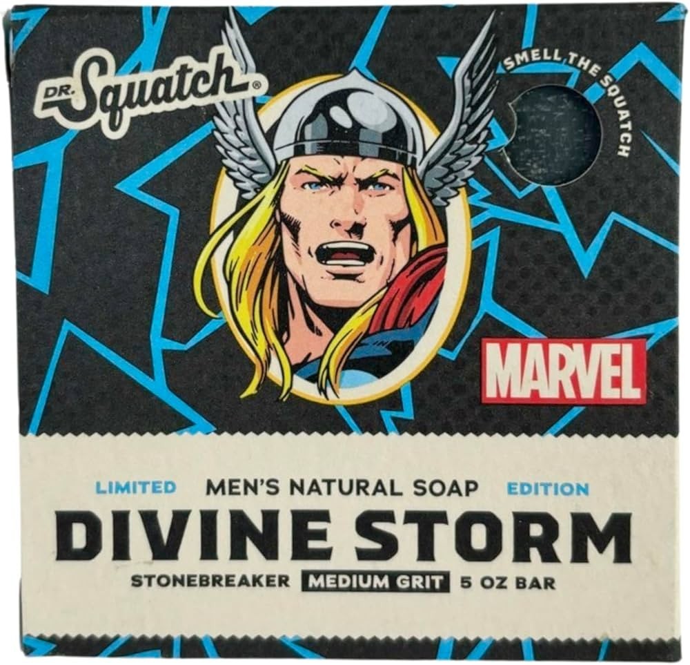 NIB~ Dr Squatch Marvel Soap Divine Storm Thor 5 oz 2x Bars Limited Ed Hero AX2