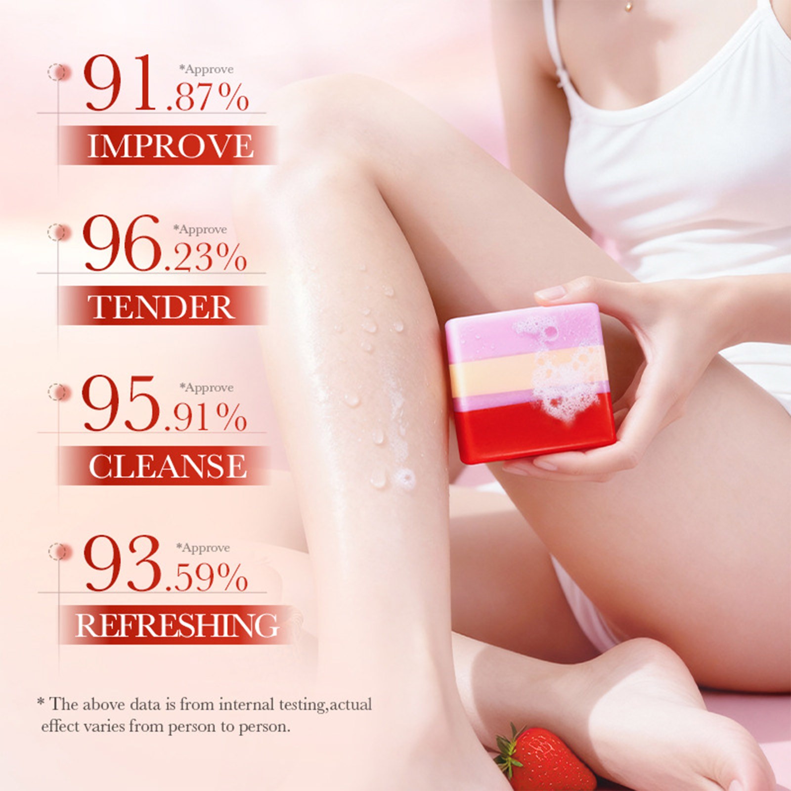 Women Strawberry Scent Soap For Private Personal Care Tri Color Cleaning Soap