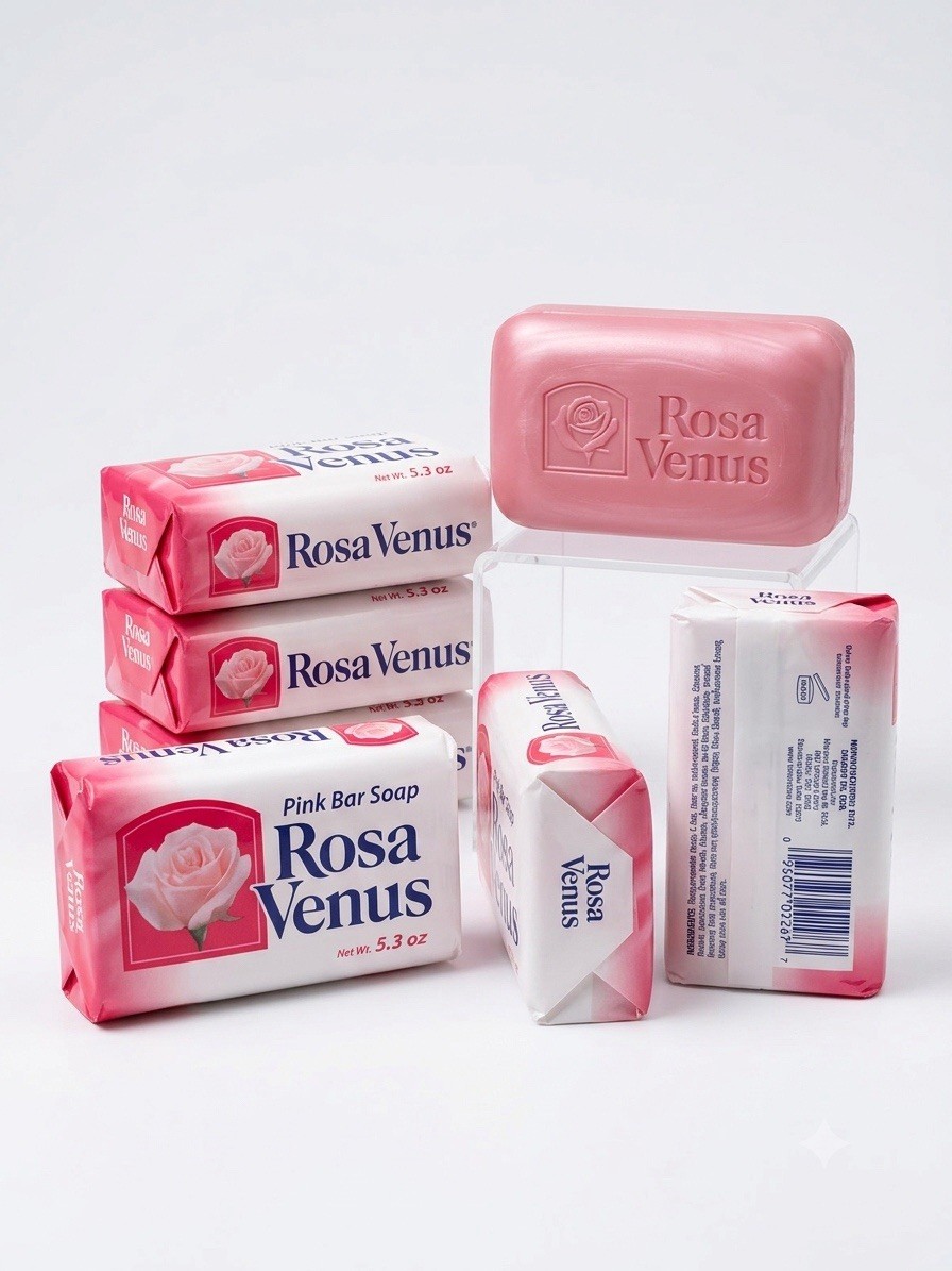Rosa Venus Pink Deodorant Soap Bar Rose Scent/Pattern Rectangular 5.3 oz -10 pk