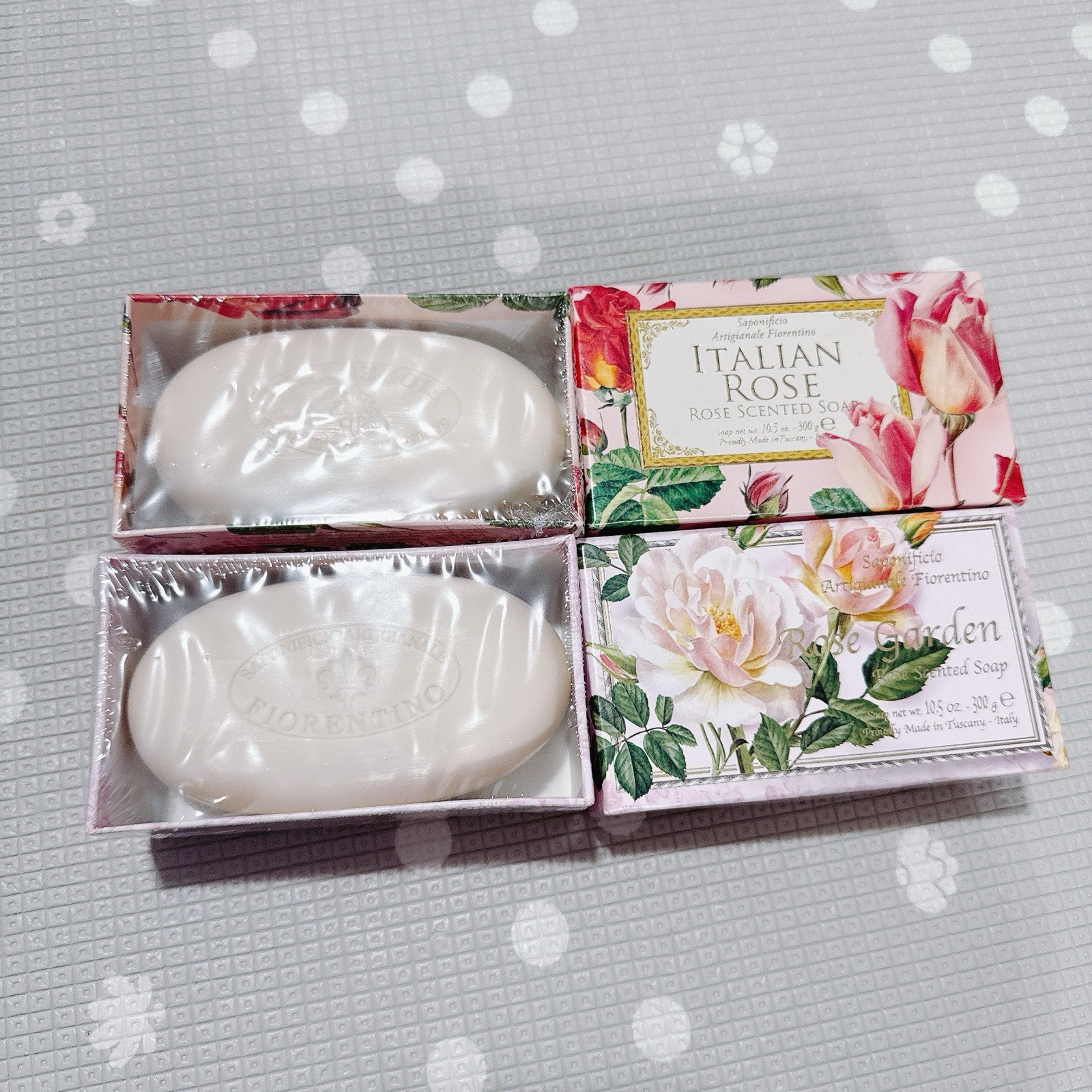 2pcs SAPONIFICIO ARTIGIANALE Fiorentino Italian Rose Garden Scented Bar Soap Box