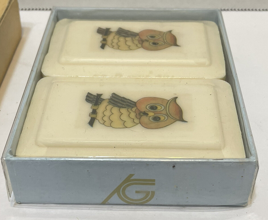 Vintage Kathrine Gray Owl Printed Hard French Milled Soap with Cold Cream