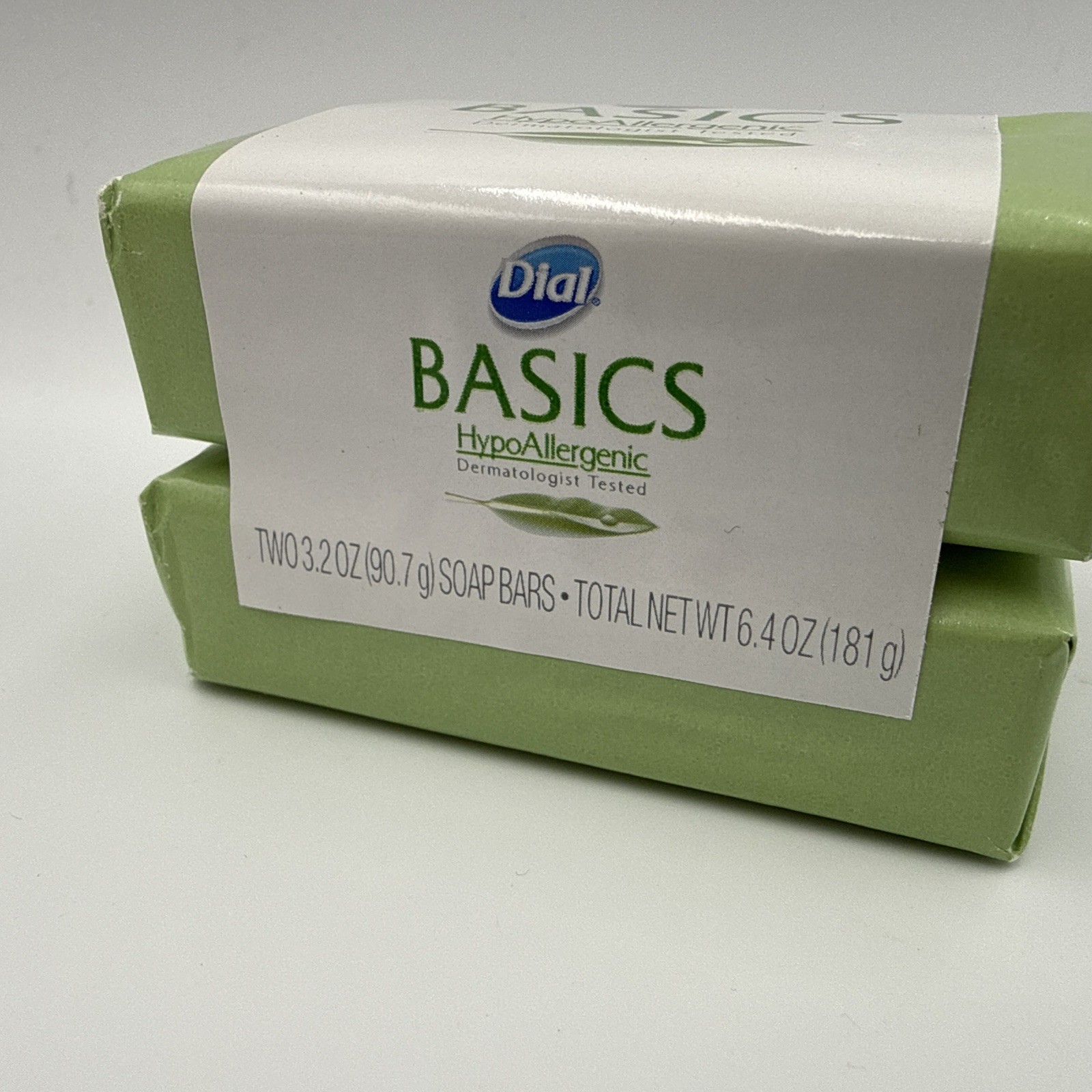 2 Pack Of Dial Basics Hypoallergenic Bar Soap 3.2 Oz Bars NEW