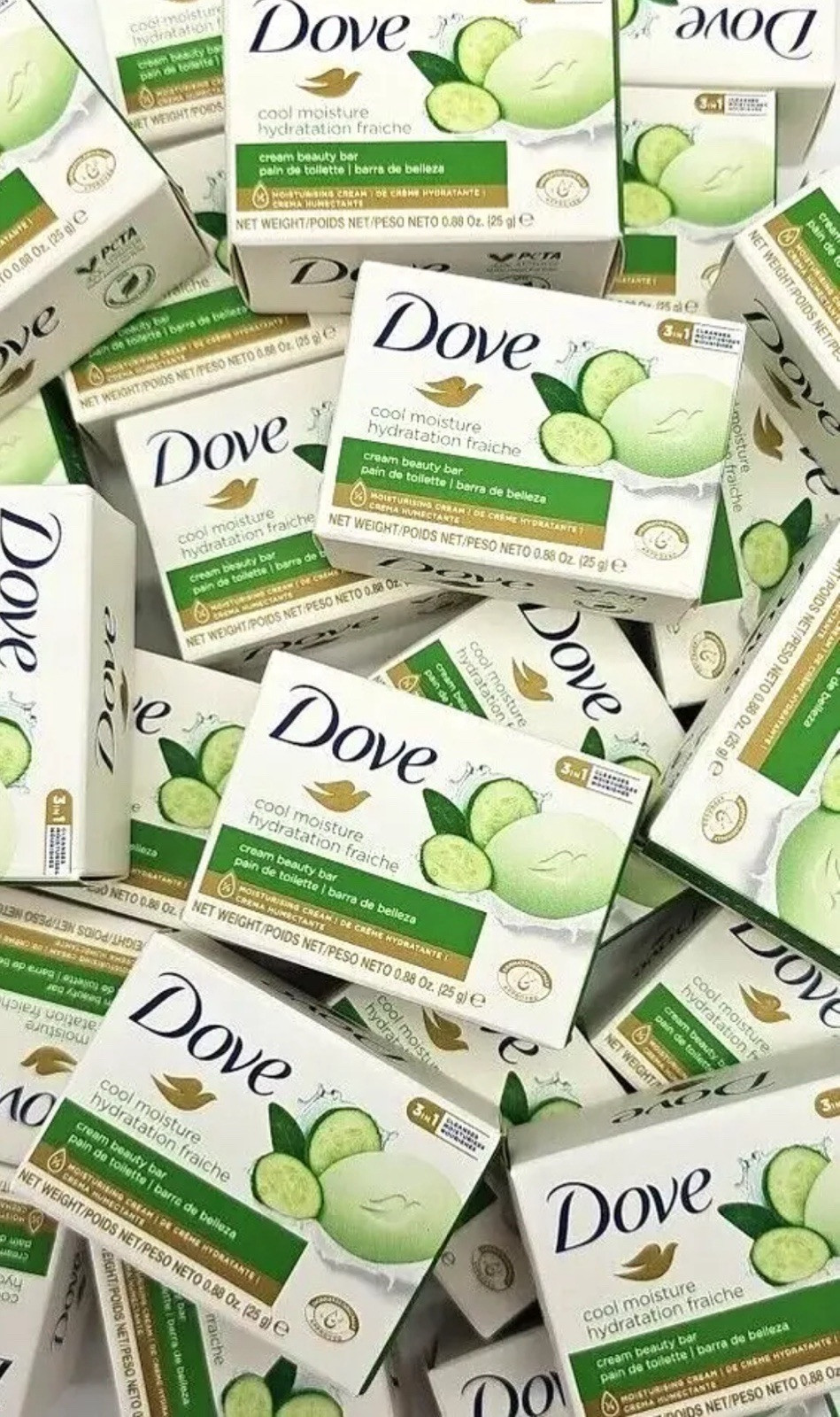 20 Mini Bars Dove Cream Beauty Bar Soap Cucumber & Green Tea 0.88oz Travel Size