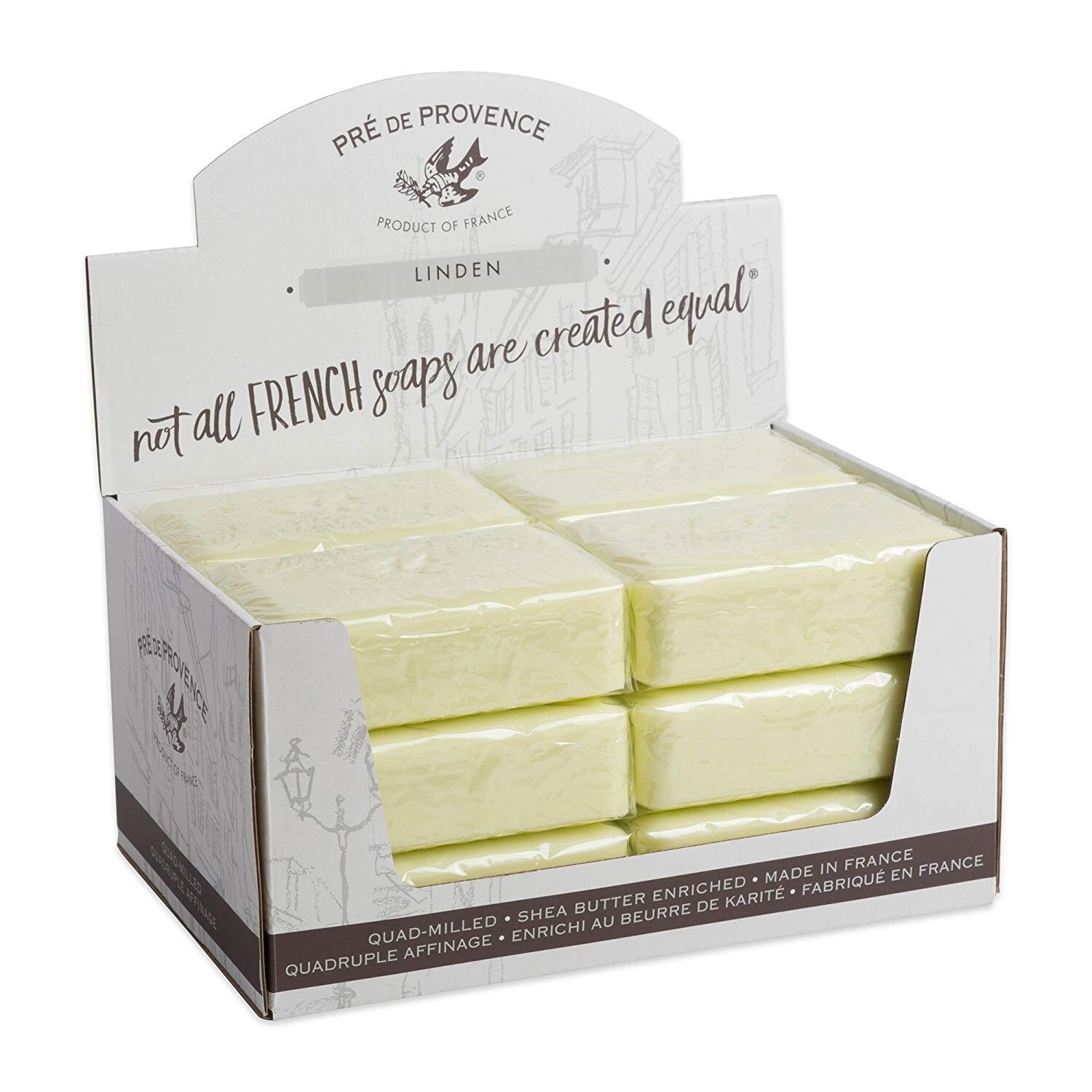 Pre de Provence LINDEN FLOWER Case 12 x 250 Gram French Soap Bath Shower Bars XL
