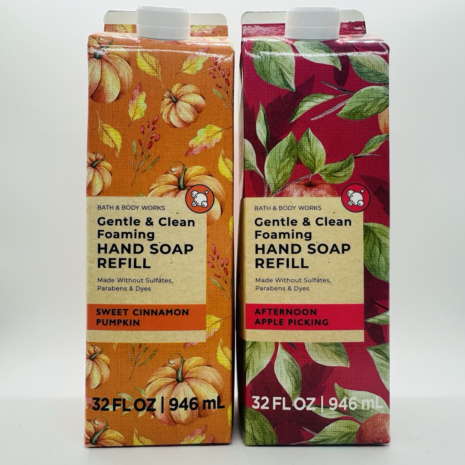 2/BATH & BODY WORKS CINNAMON PUMPKIN & APPLE FOAMING HAND SOAP REFILL 32 OZ EACH