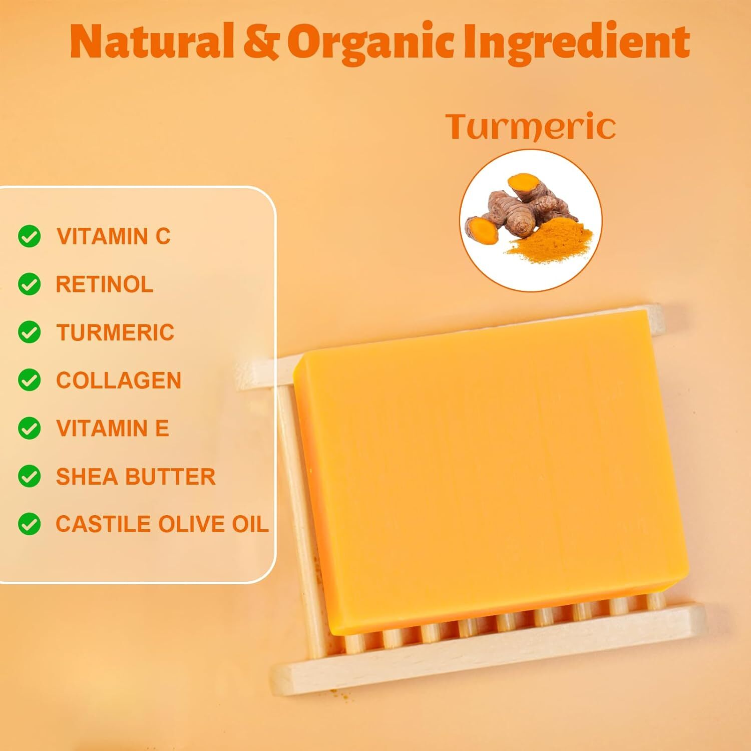 3Packs Turmeric Soap Bar, Organic Tumeric Soap for Face and Body, Lemon