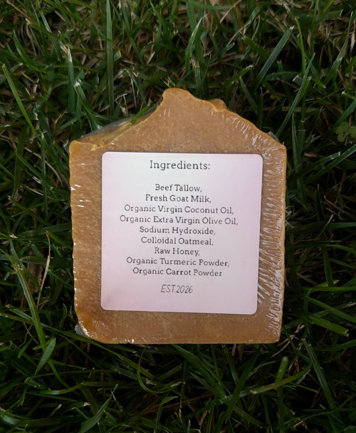 1 Bar Unscented Beef Tallow & Goat Milk Soap – Carrot & Turmeric