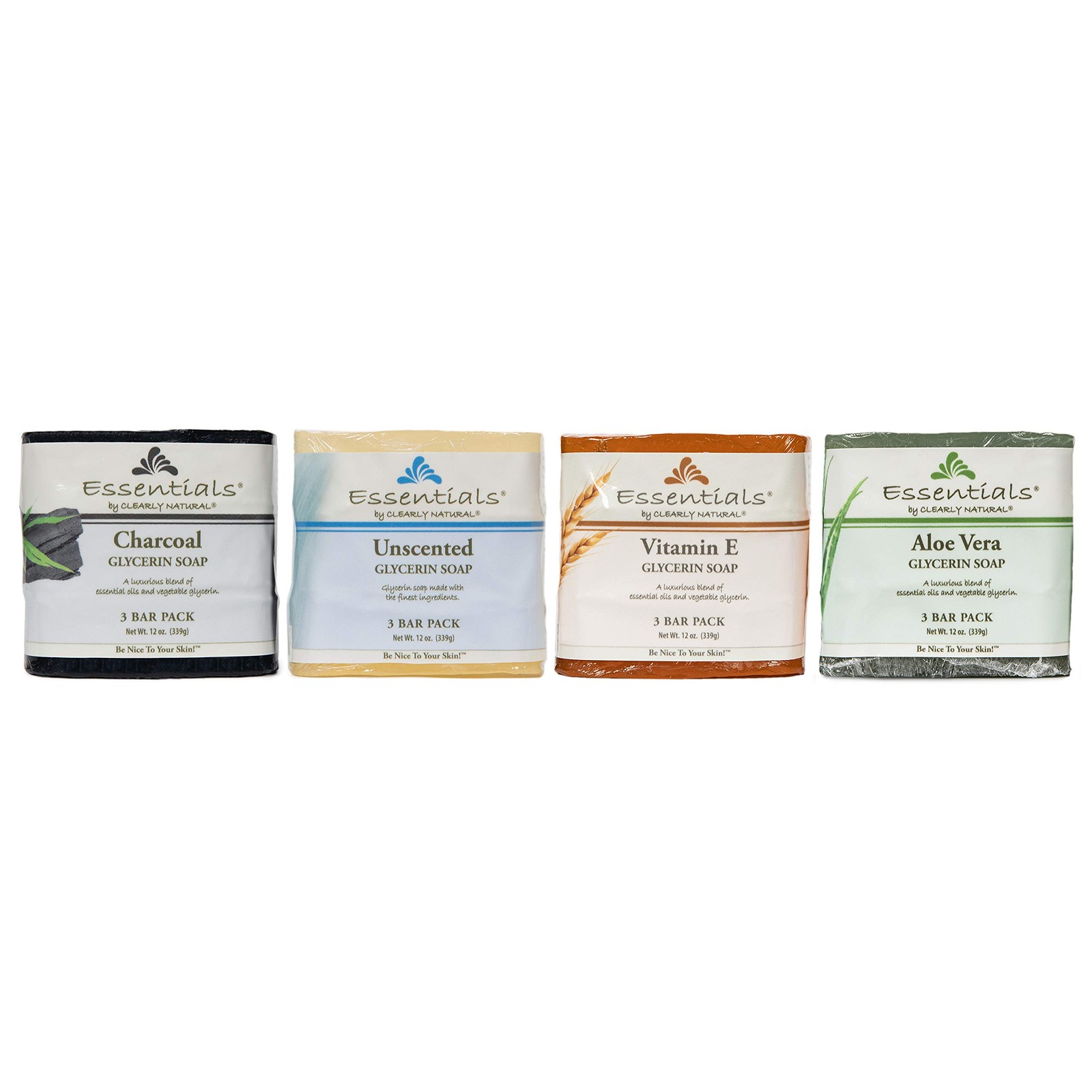 Clearly Natural Essentials Glycerine Bar Soap, Aloe Vera, 12 oz, 3 Count
