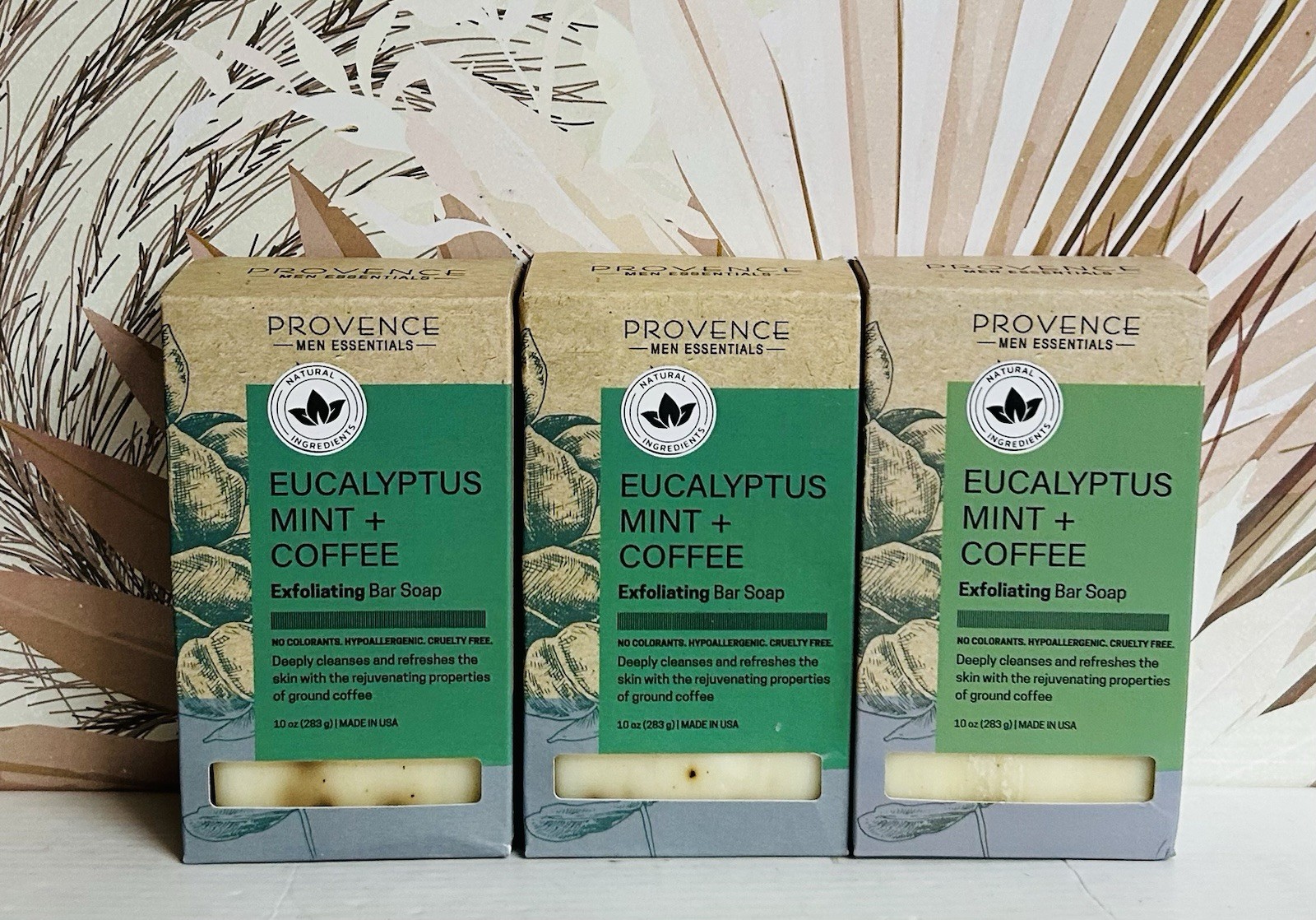 3-Pack Provence Men Essentials ~ Eucalyptus Mint & Coffee Exfoliating Bar Soap