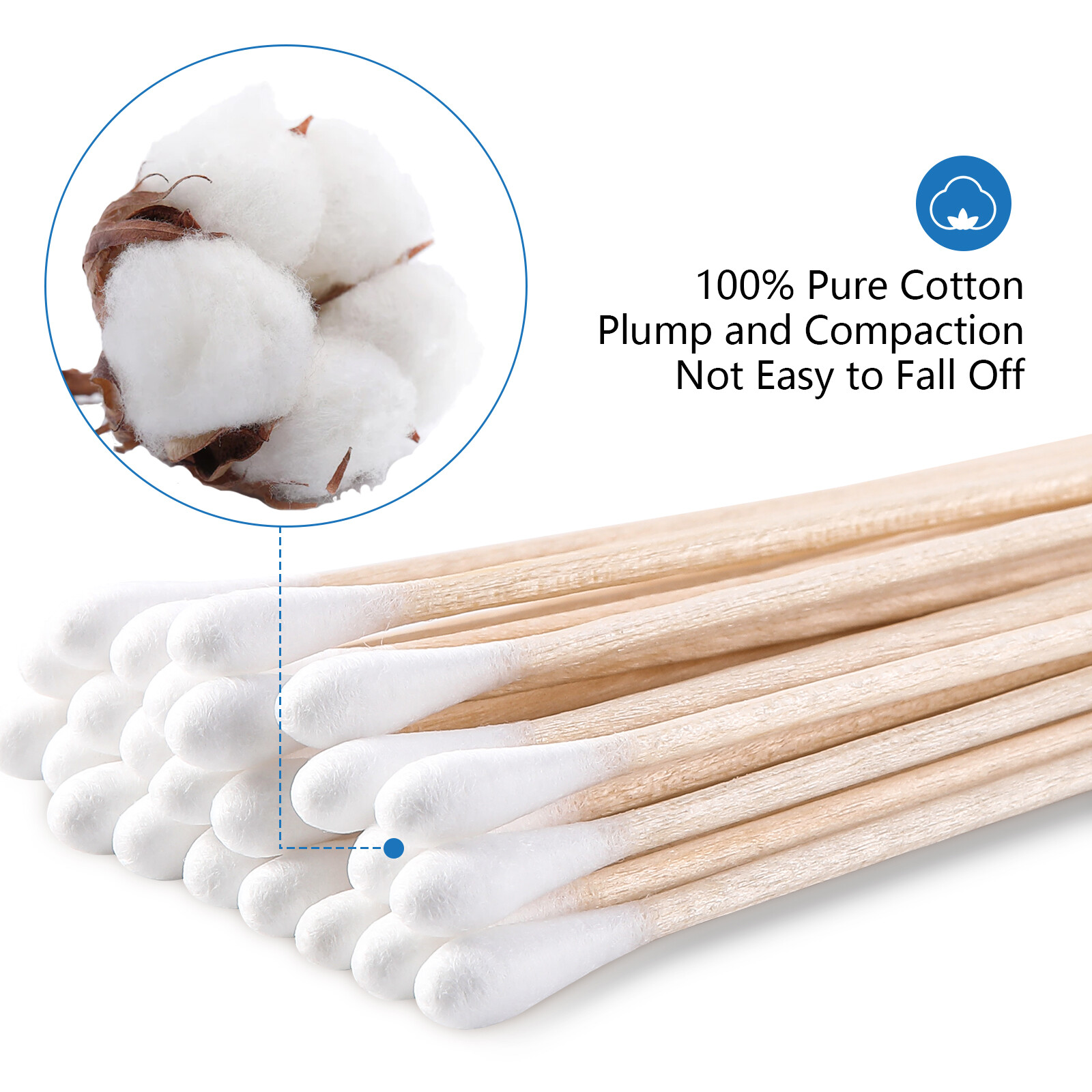 JMU 6″ Sterile Cotton Tip Applicator, Up to 10000 Wood Swab Stick Medical Makeup