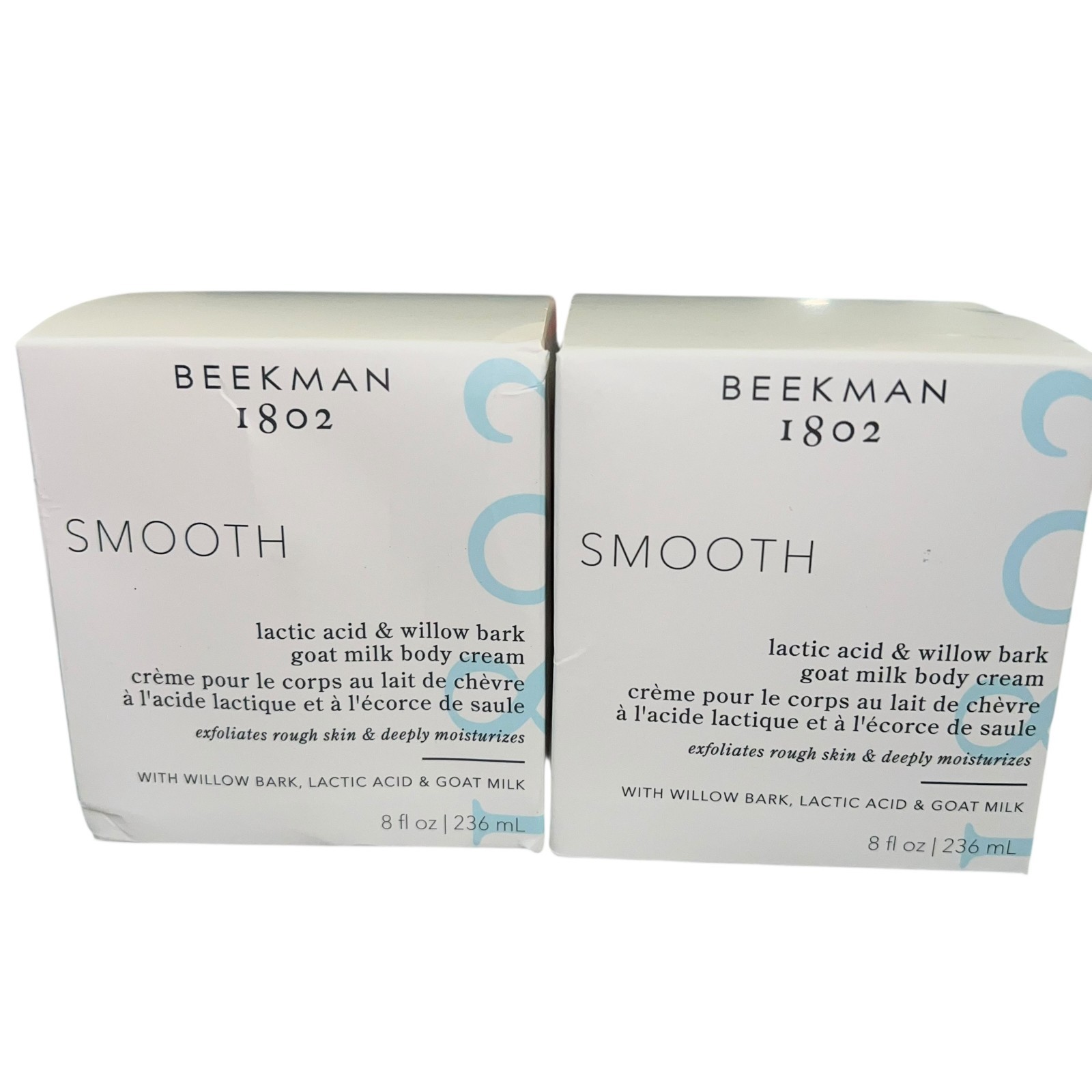 2x Beekman 1802 Smooth Lactic Acid & Willow Bark Goat Milk Body Cream 8oz