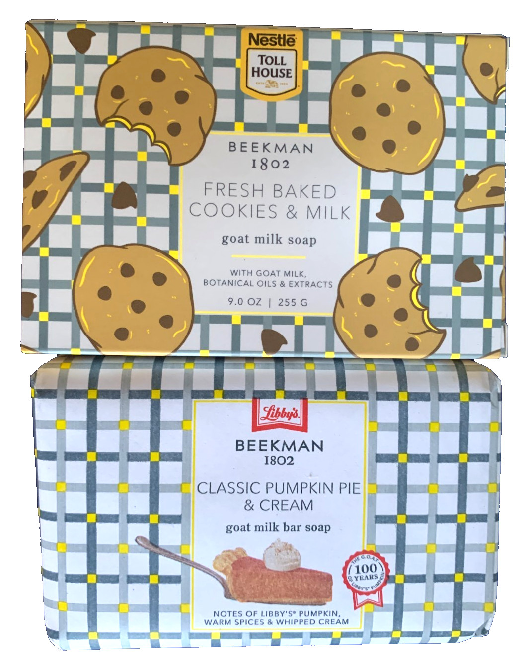 Beekman 1802 9oz Goat Milk Soap Fresh Baked Cookies & Pumpkin Pie Cream Lot of 2
