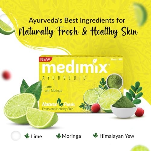 Medimix Lime Moringa Soap 125g Ayurvedic Herbal Bath Bar Vegan 5Pc Pack