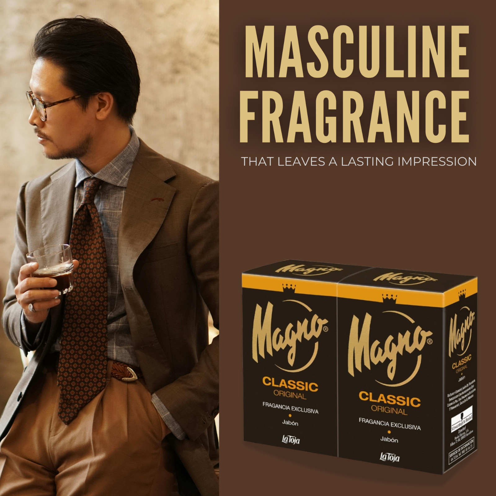 Magno Classic Twin Pack Bar Soap 100g, Masculine Scent 3-Pack (6 Bars)