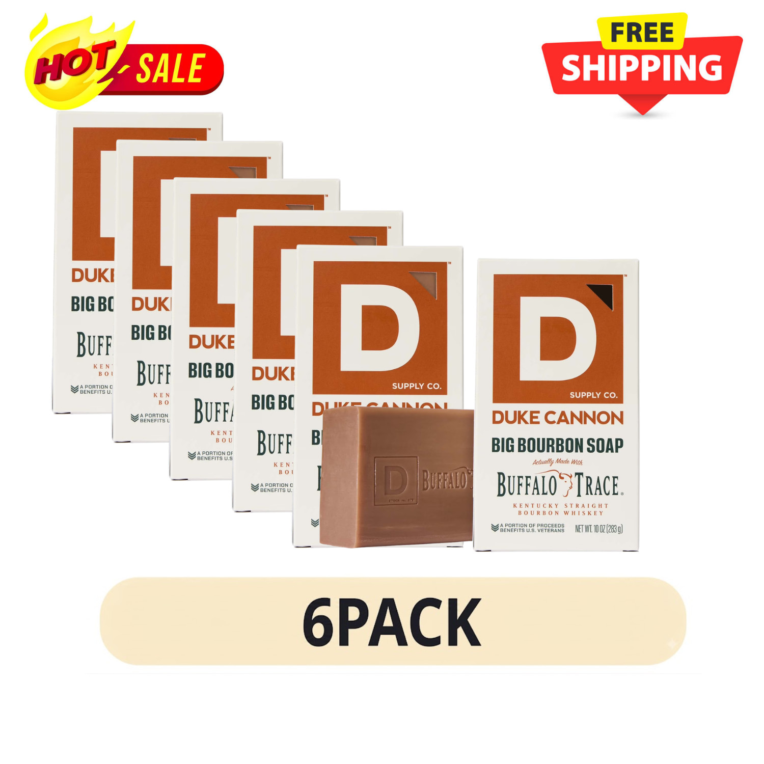 6 Pack Duke Cannon Big Ass Brick Buffalo Trace Bourbon Men’s Soap 10 oz