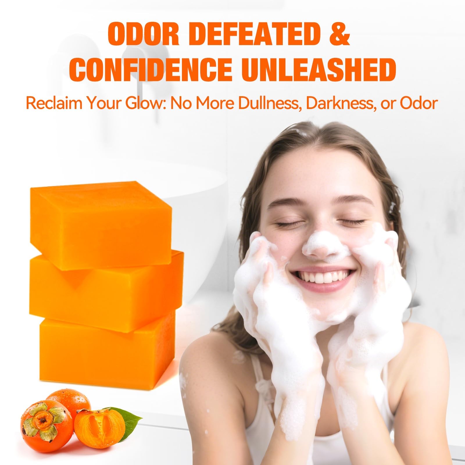 Persimmon Soap Bar – Natural Deodorant for Body Odor Control, Organic Wash