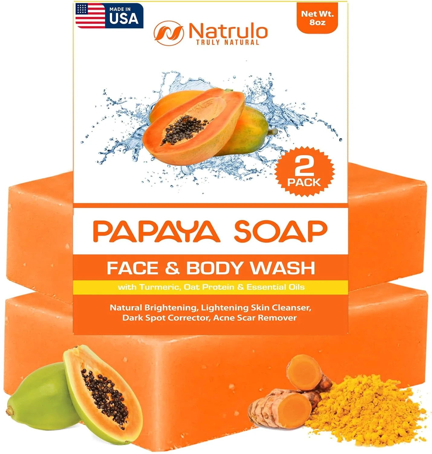 Papaya Soap Face & Body Wash – Skin Brightening Papaya Soap Bar for Dark Spots –