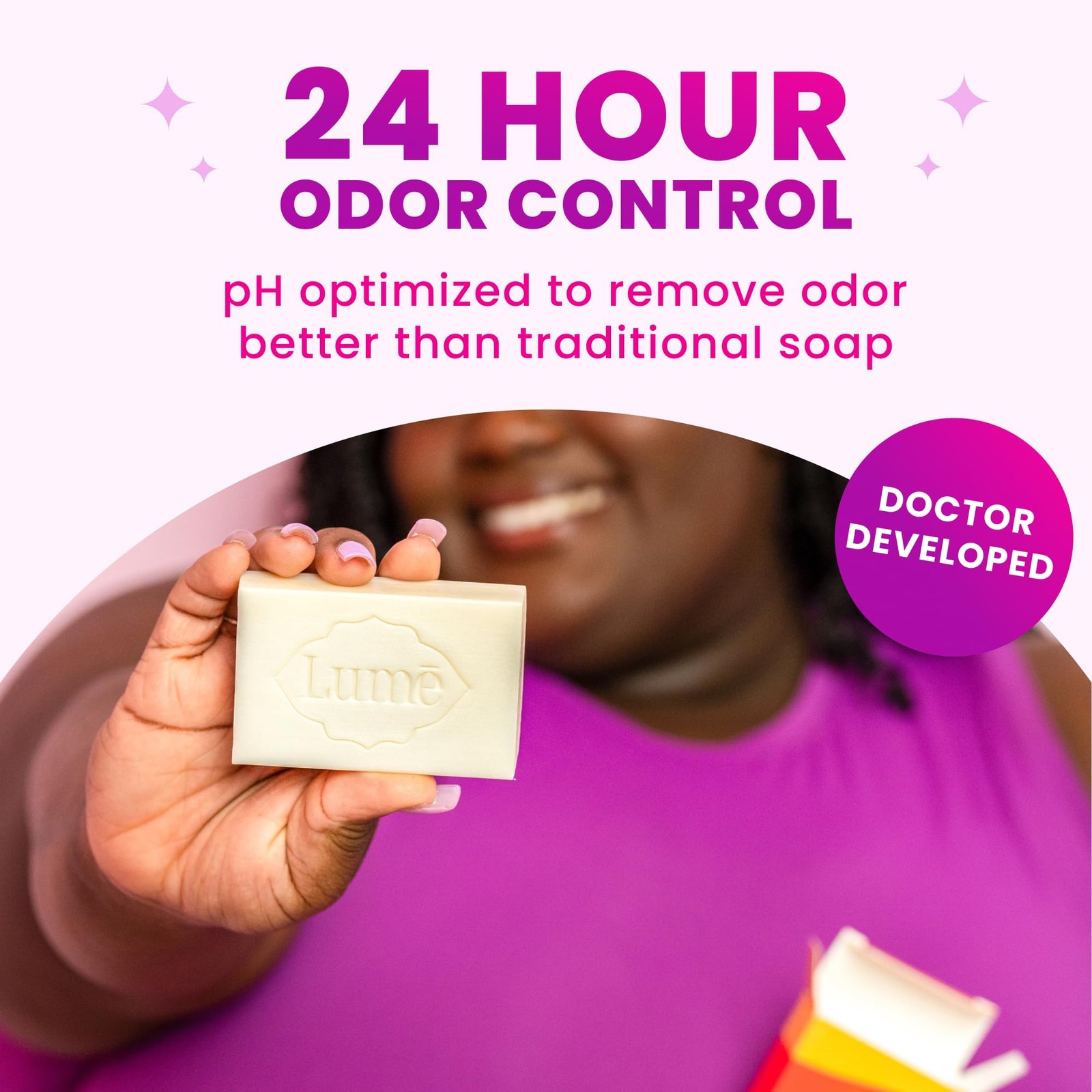Lume Acidified Body Cleansing Bar 24 Hour Odor Control Removes Odor Better than