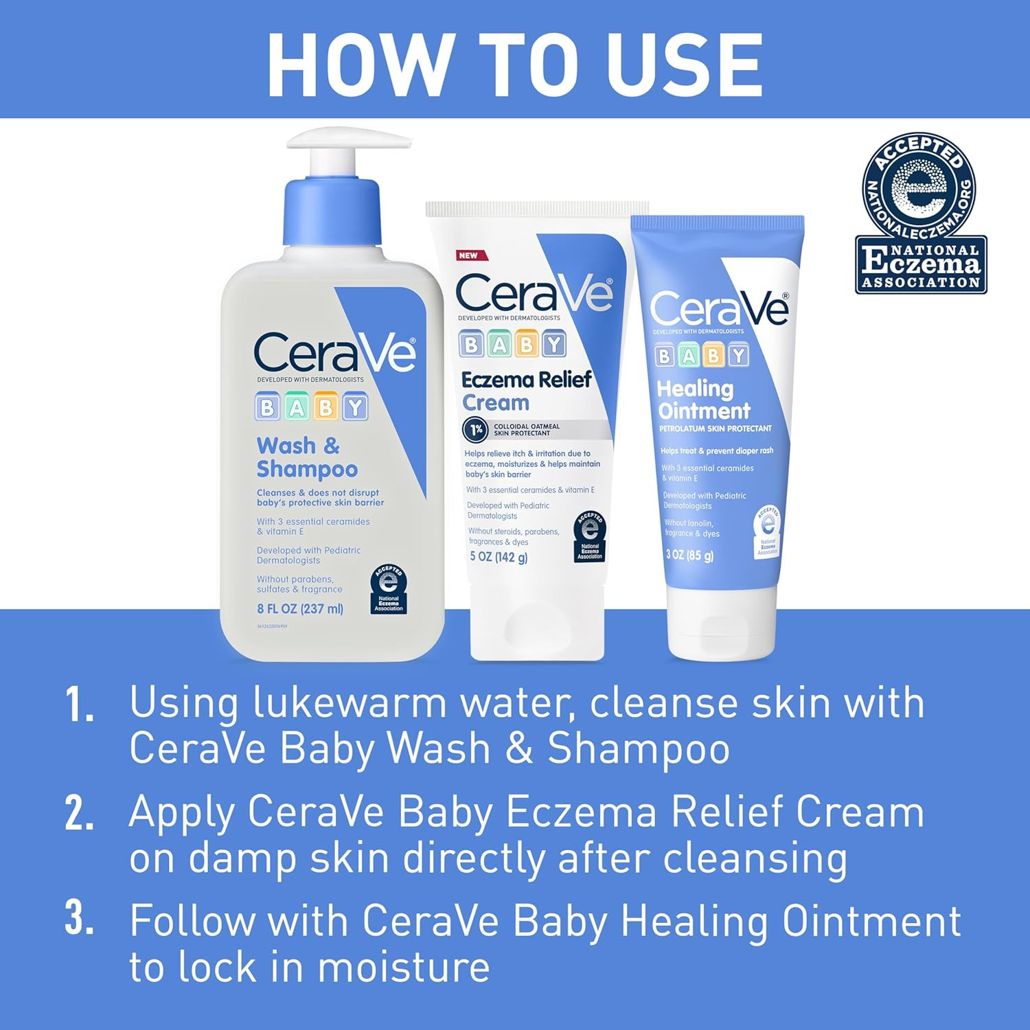 Cerave Baby Eczema Relief Cream, 1% Colloidal Oatmeal Cream with Vitamin E & Cer