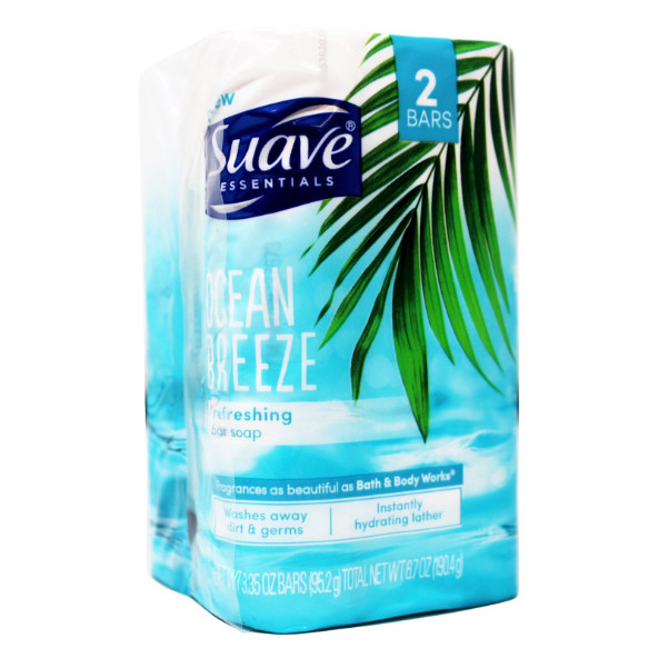 Suave Bar Soap 6 Pack Ocean Breeze 3 x 2 Pack = 6 Bars 3.35 Oz Refreshing NEW