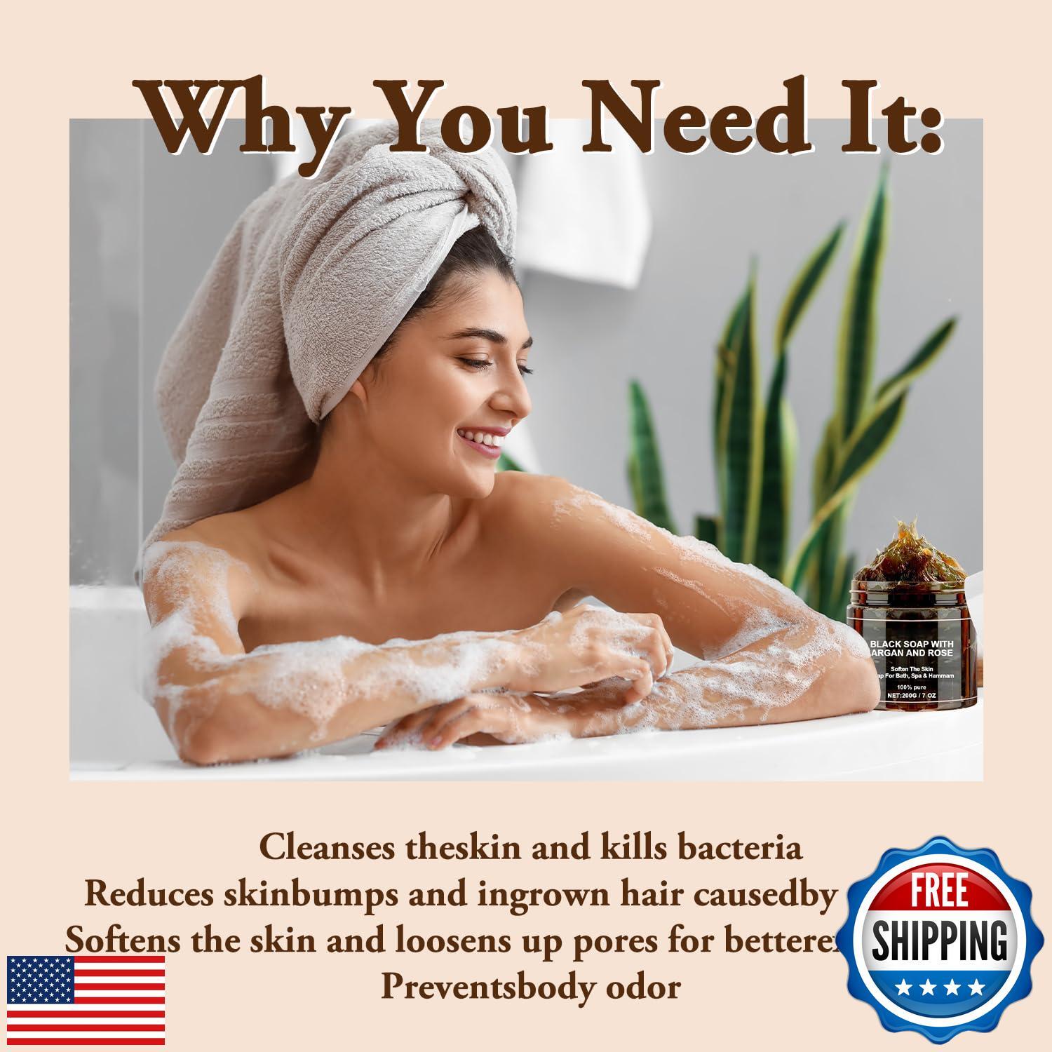 Morocco Black Soap With Argan And Rose, Zawina Moroccan BlackSoap Hammam, Zaw