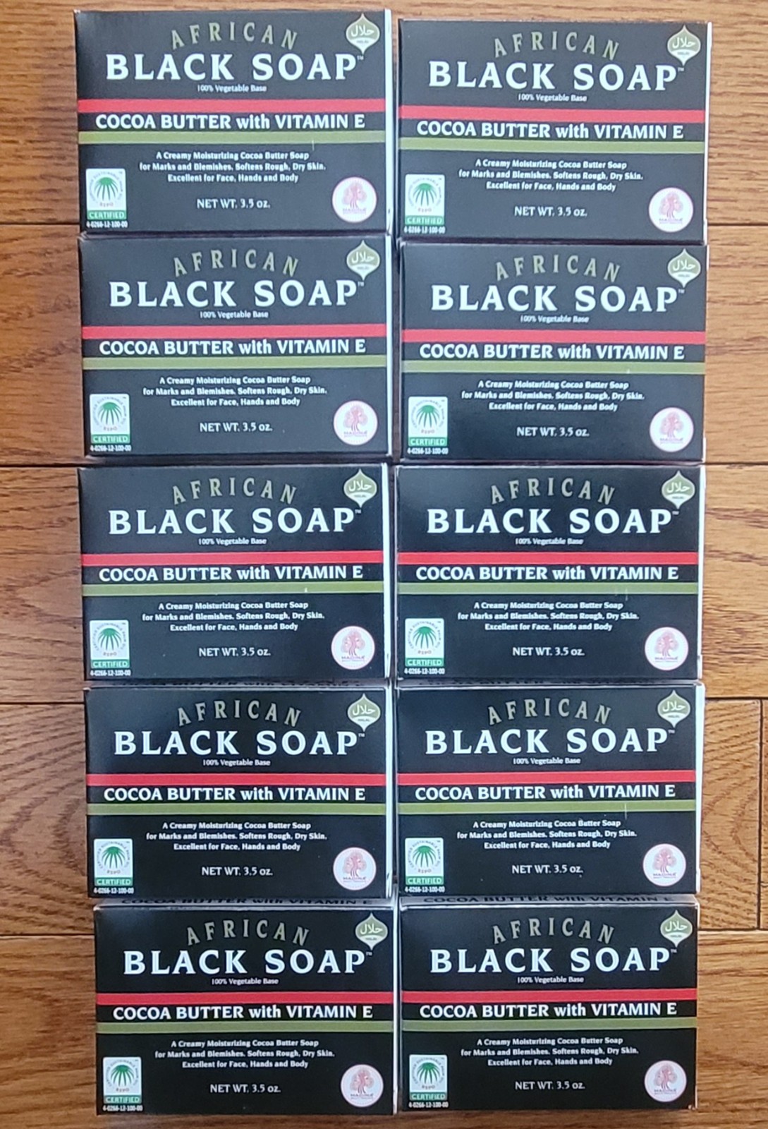 10 Pack Madina African Black Soap with Cocoa Butter and Vitamin E