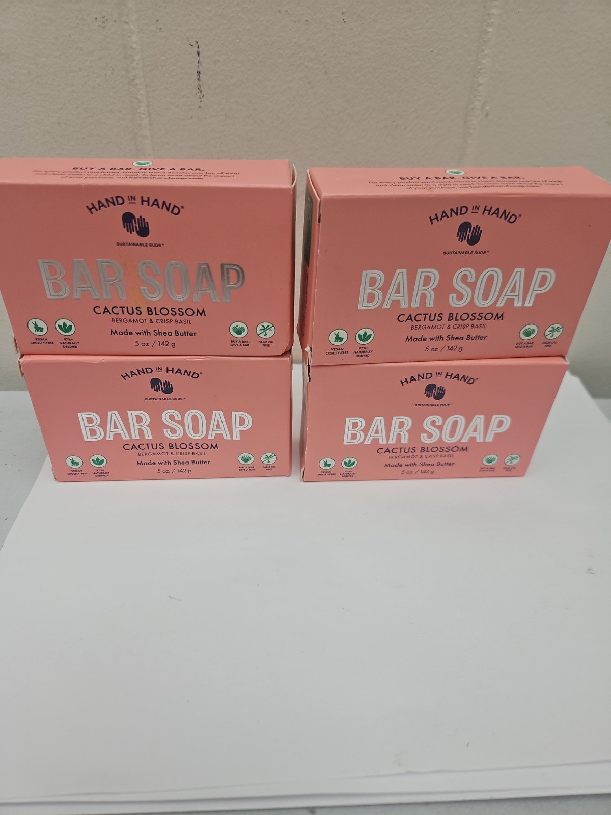 Hand in Hand Bar Soap Bergamot & Crisp Basil, Cactus Blossom Scent,5 oz (A36)