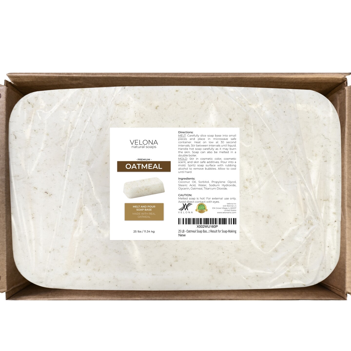 2,4,5,10,25 LB – Oatmeal Soap Base by Velona | SLS/SLES free | Melt and Pour